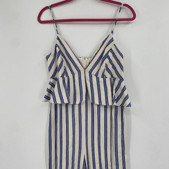 BCBG Generation Women's Size 8 Jumpsuit Gardenia Peplum Sleeveless Stripe Romper - Picture 13 of 16